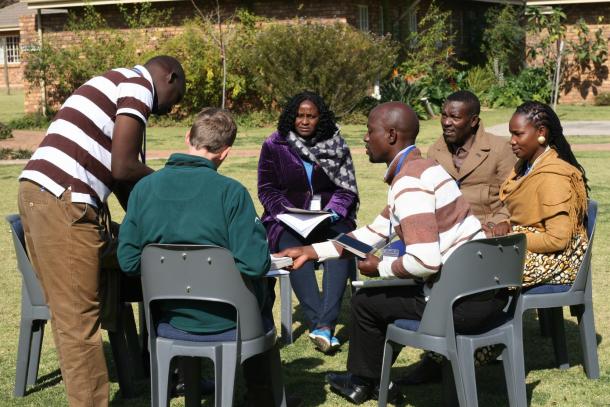 Africa Peacebuilding Institute participants take part in a group activity in June, 2018.