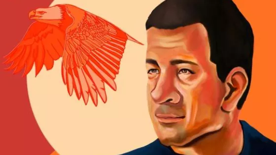Through his facial expression, the portrait represents hope, dignity, joy, and courage. The eagle represents Omar's guidance and strength (Isaiah 40:31); they face the same direction to represent migration.