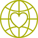 An icon of a heart over a globe icon