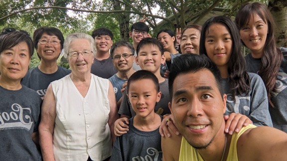 A selfie photo of a group of volunteers from the Toronto Chinese Mennonite Church