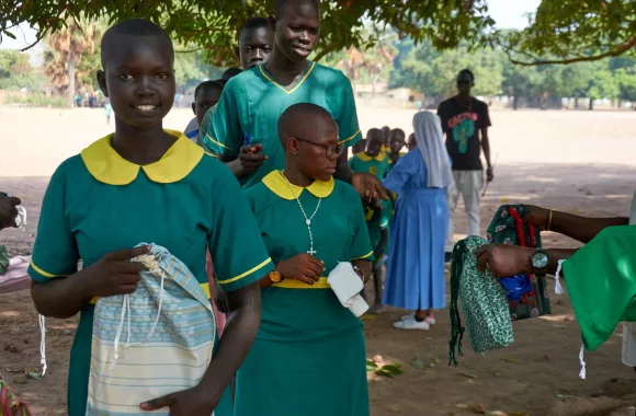 School kits being distributed to students in South Sudan